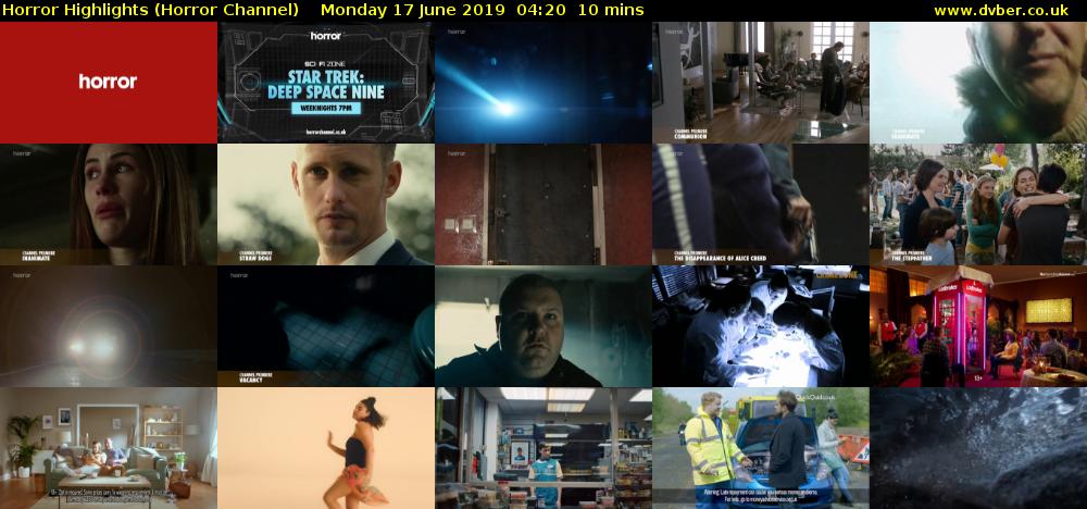 Horror Highlights (Horror Channel) Monday 17 June 2019 04:20 - 04:30