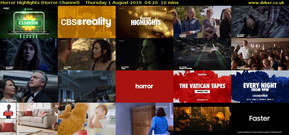 Horror Highlights (Horror Channel) Thursday 1 August 2019 04:20 - 04:30