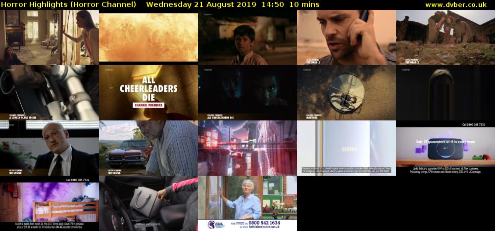 Horror Highlights (Horror Channel) Wednesday 21 August 2019 14:50 - 15:00