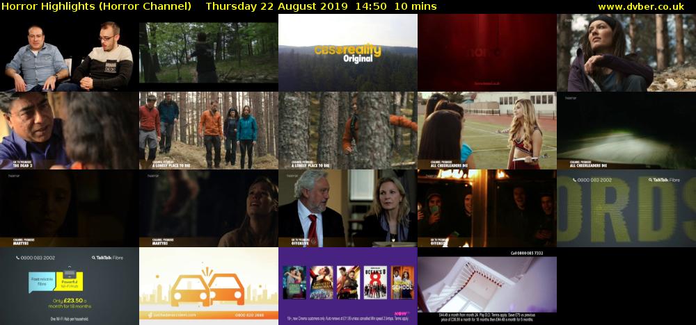 Horror Highlights (Horror Channel) Thursday 22 August 2019 14:50 - 15:00