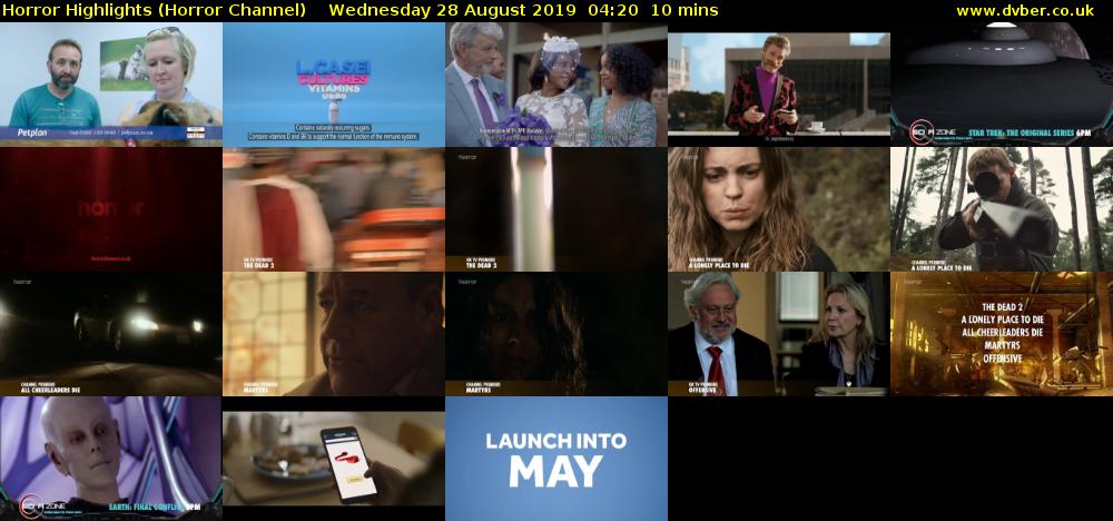 Horror Highlights (Horror Channel) Wednesday 28 August 2019 04:20 - 04:30