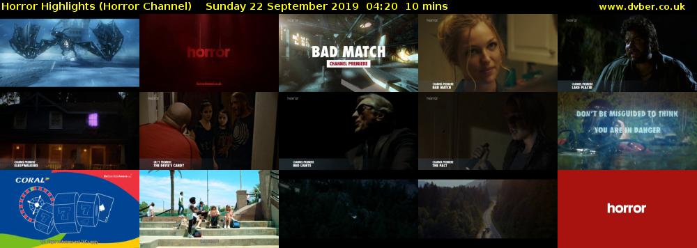 Horror Highlights (Horror Channel) Sunday 22 September 2019 04:20 - 04:30