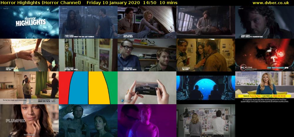Horror Highlights (Horror Channel) Friday 10 January 2020 14:50 - 15:00