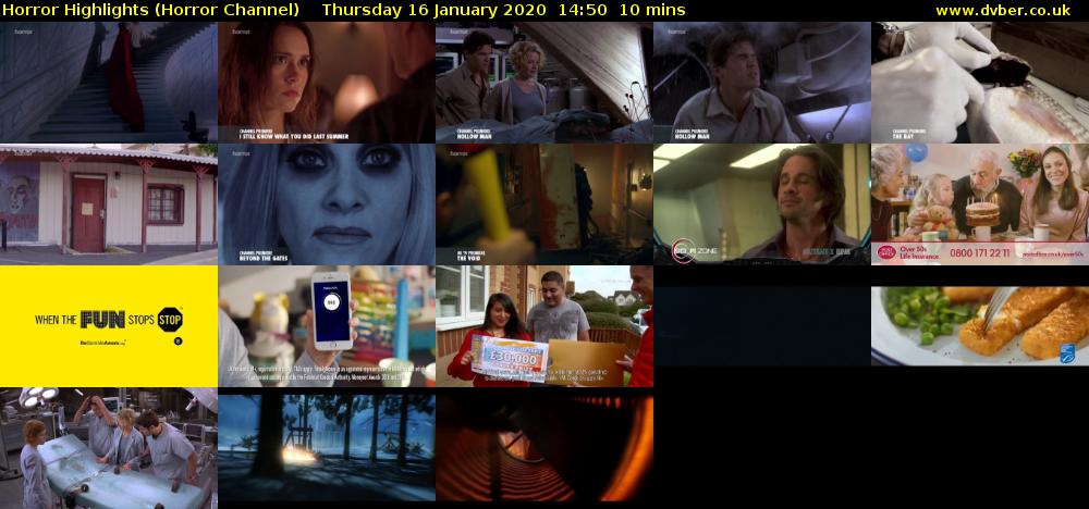 Horror Highlights (Horror Channel) Thursday 16 January 2020 14:50 - 15:00