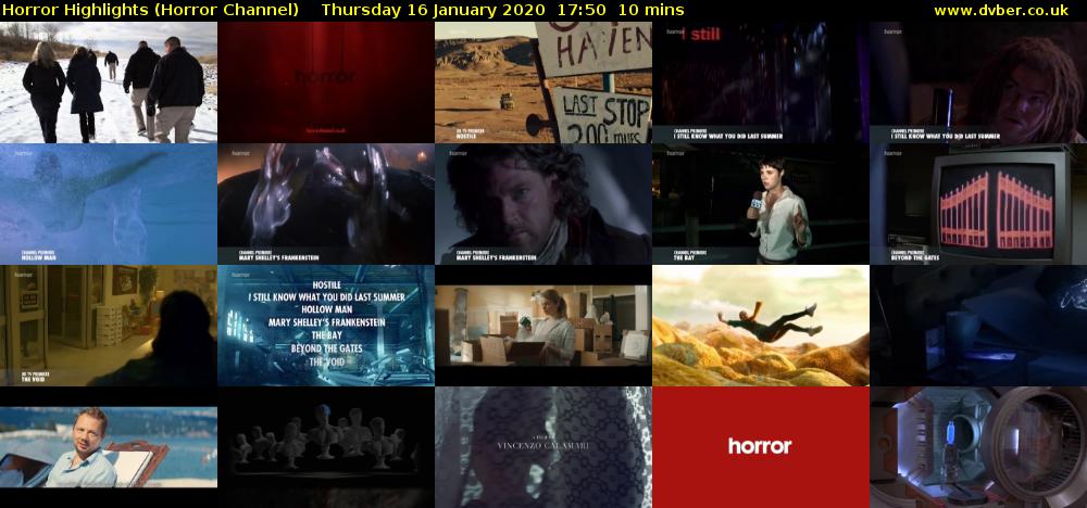 Horror Highlights (Horror Channel) Thursday 16 January 2020 17:50 - 18:00