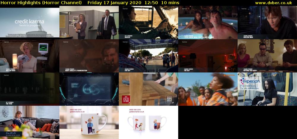 Horror Highlights (Horror Channel) Friday 17 January 2020 12:50 - 13:00