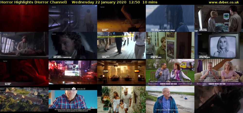 Horror Highlights (Horror Channel) Wednesday 22 January 2020 12:50 - 13:00