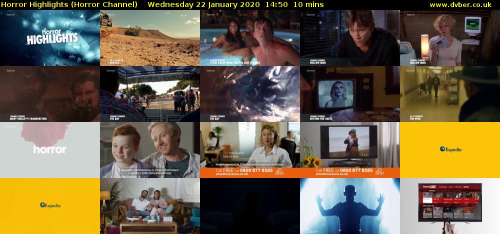 Horror Highlights (Horror Channel) Wednesday 22 January 2020 14:50 - 15:00