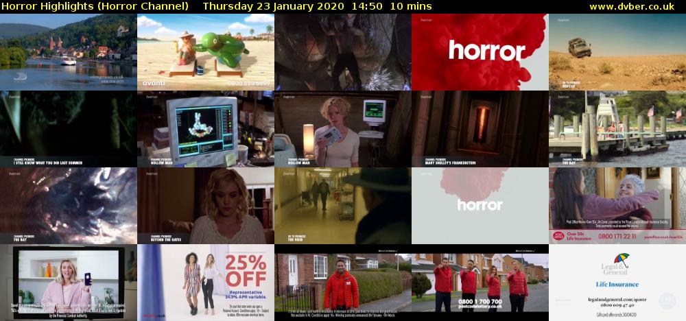 Horror Highlights (Horror Channel) Thursday 23 January 2020 14:50 - 15:00