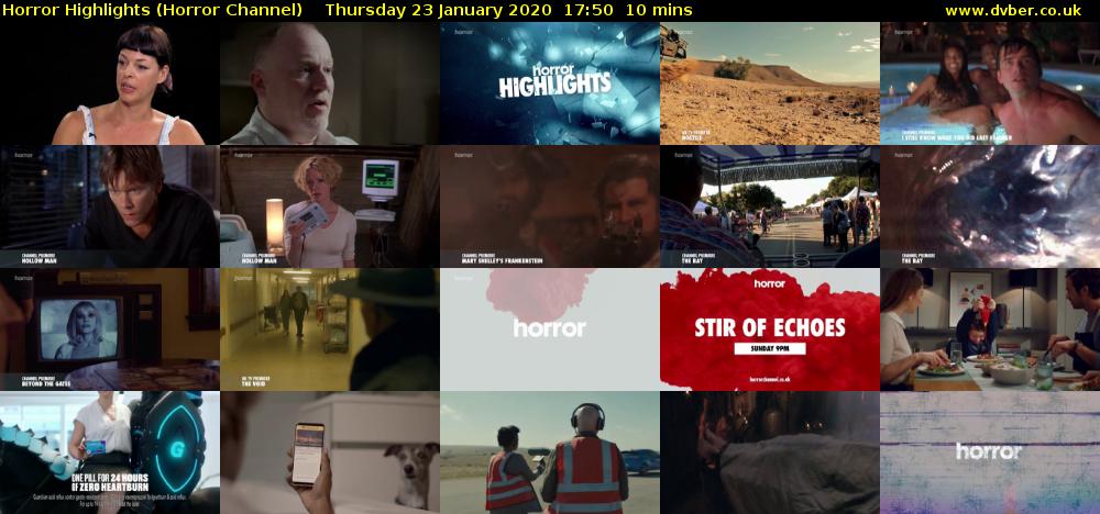 Horror Highlights (Horror Channel) Thursday 23 January 2020 17:50 - 18:00