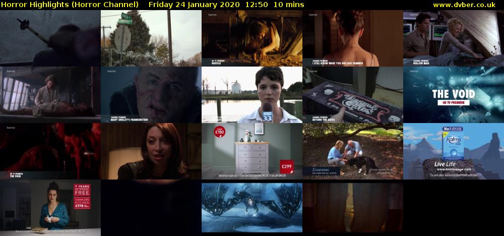 Horror Highlights (Horror Channel) Friday 24 January 2020 12:50 - 13:00