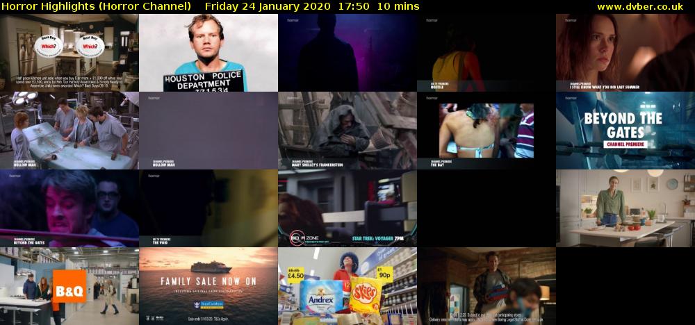 Horror Highlights (Horror Channel) Friday 24 January 2020 17:50 - 18:00
