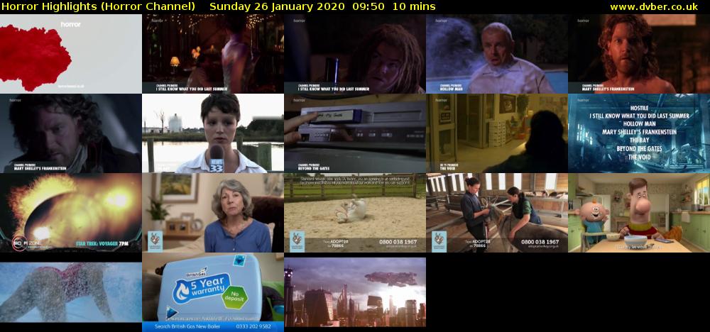 Horror Highlights (Horror Channel) Sunday 26 January 2020 09:50 - 10:00