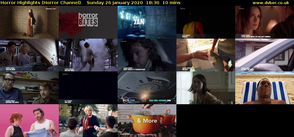 Horror Highlights (Horror Channel) Sunday 26 January 2020 18:30 - 18:40