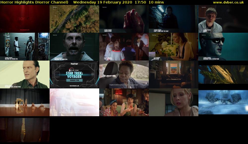Horror Highlights (Horror Channel) Wednesday 19 February 2020 17:50 - 18:00