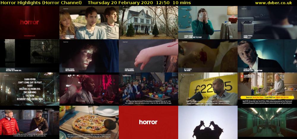 Horror Highlights (Horror Channel) Thursday 20 February 2020 12:50 - 13:00