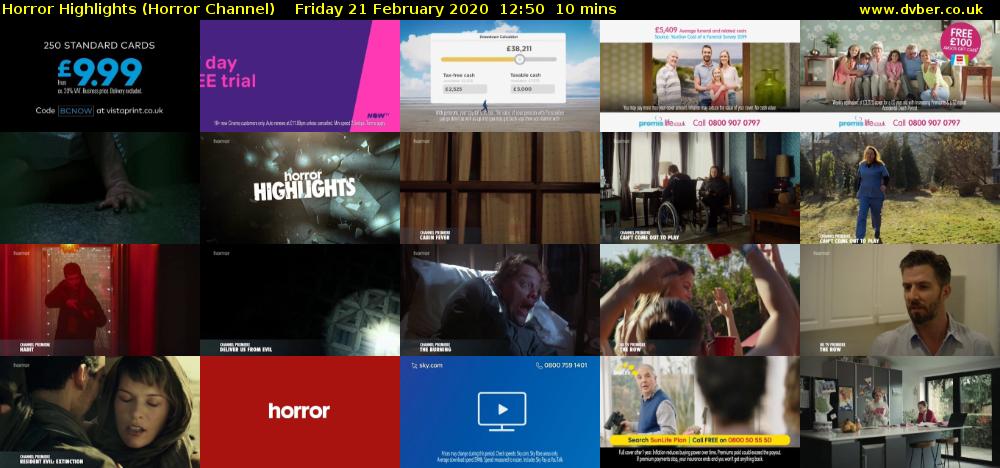 Horror Highlights (Horror Channel) Friday 21 February 2020 12:50 - 13:00
