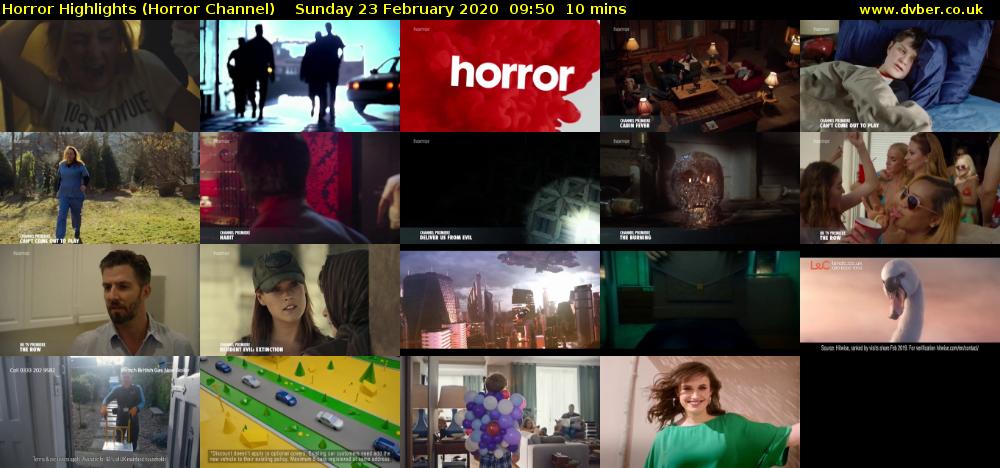 Horror Highlights (Horror Channel) Sunday 23 February 2020 09:50 - 10:00