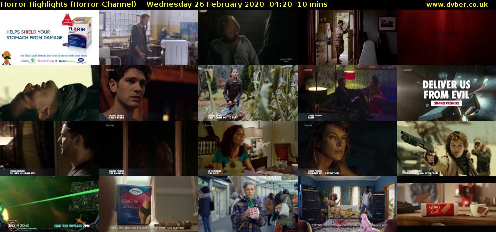 Horror Highlights (Horror Channel) Wednesday 26 February 2020 04:20 - 04:30