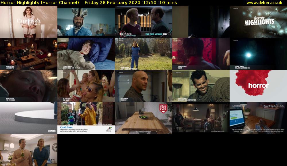 Horror Highlights (Horror Channel) Friday 28 February 2020 12:50 - 13:00