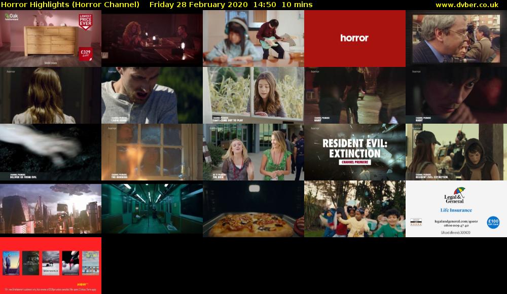 Horror Highlights (Horror Channel) Friday 28 February 2020 14:50 - 15:00