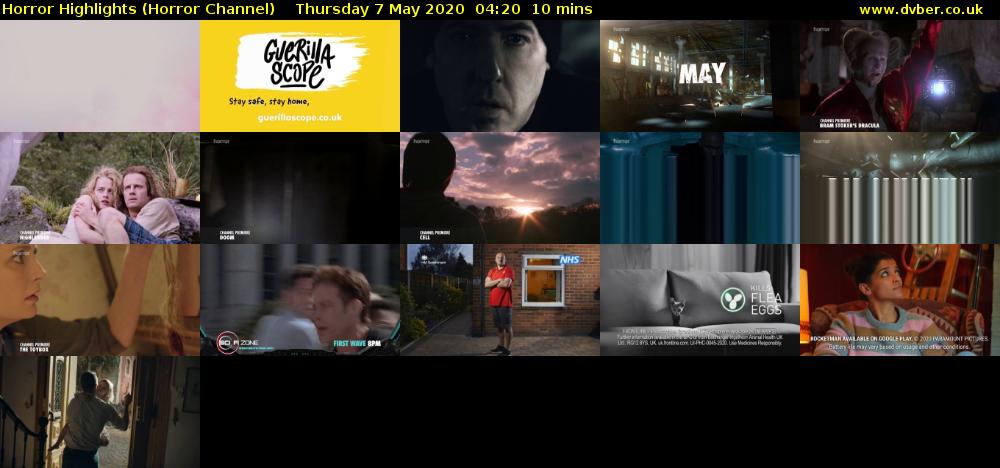 Horror Highlights (Horror Channel) Thursday 7 May 2020 04:20 - 04:30