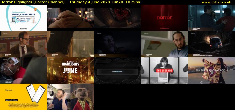 Horror Highlights (Horror Channel) Thursday 4 June 2020 04:20 - 04:30