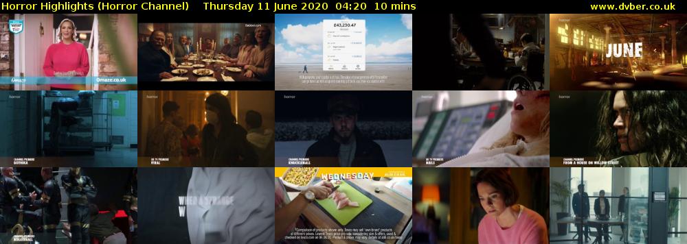 Horror Highlights (Horror Channel) Thursday 11 June 2020 04:20 - 04:30