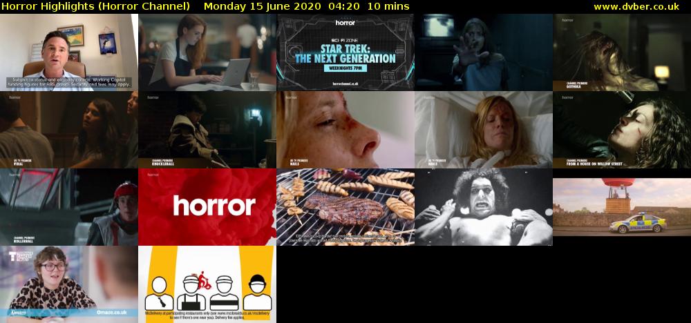 Horror Highlights (Horror Channel) Monday 15 June 2020 04:20 - 04:30