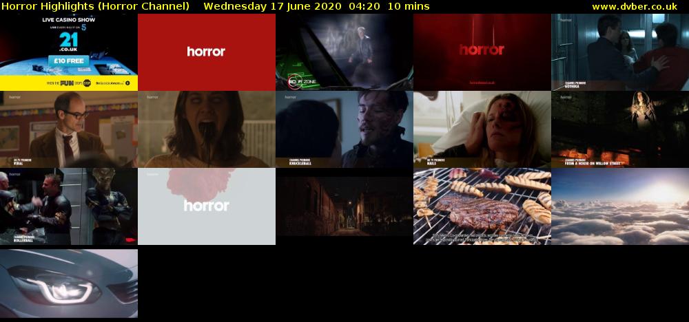 Horror Highlights (Horror Channel) Wednesday 17 June 2020 04:20 - 04:30