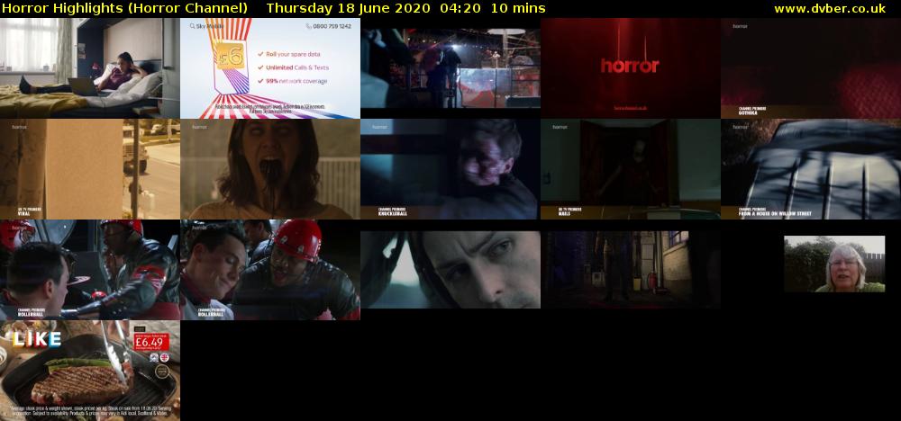 Horror Highlights (Horror Channel) Thursday 18 June 2020 04:20 - 04:30