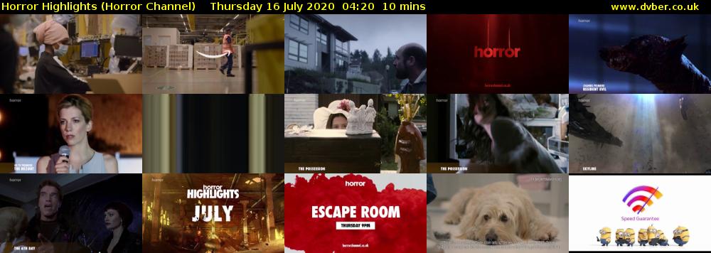 Horror Highlights (Horror Channel) Thursday 16 July 2020 04:20 - 04:30