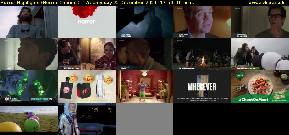 Horror Highlights (Horror Channel) Wednesday 22 December 2021 17:50 - 18:00