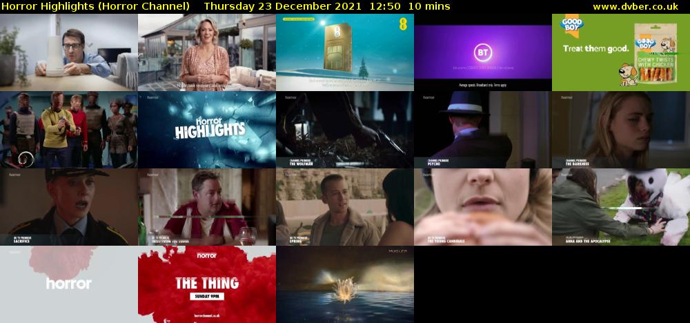 Horror Highlights (Horror Channel) Thursday 23 December 2021 12:50 - 13:00