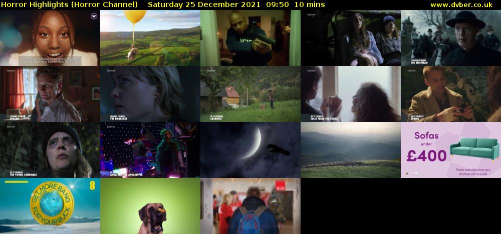 Horror Highlights (Horror Channel) Saturday 25 December 2021 09:50 - 10:00