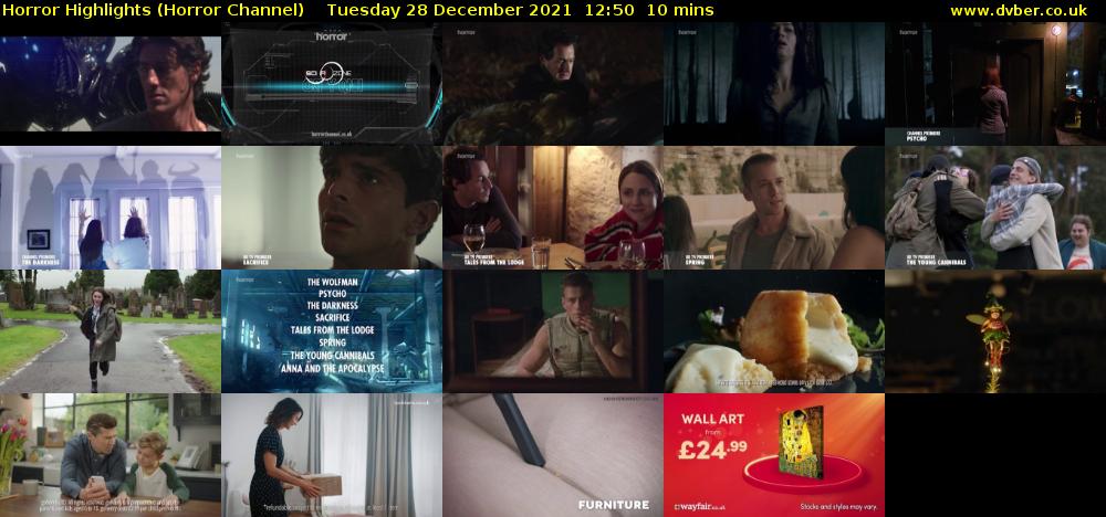 Horror Highlights (Horror Channel) Tuesday 28 December 2021 12:50 - 13:00
