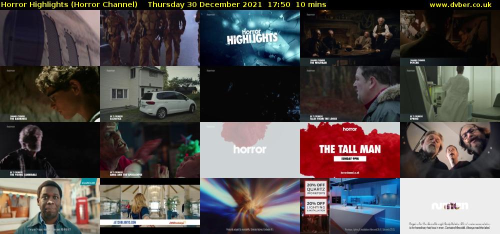 Horror Highlights (Horror Channel) Thursday 30 December 2021 17:50 - 18:00