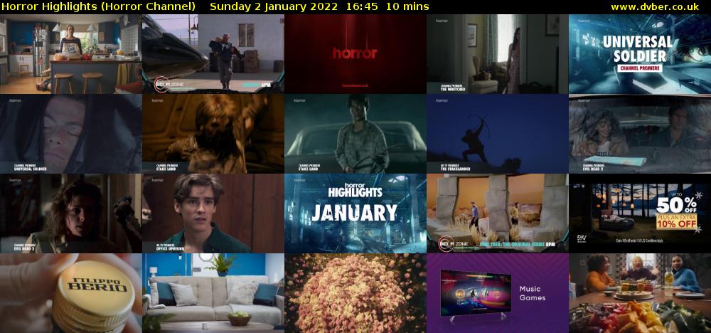 Horror Highlights (Horror Channel) Sunday 2 January 2022 16:45 - 16:55