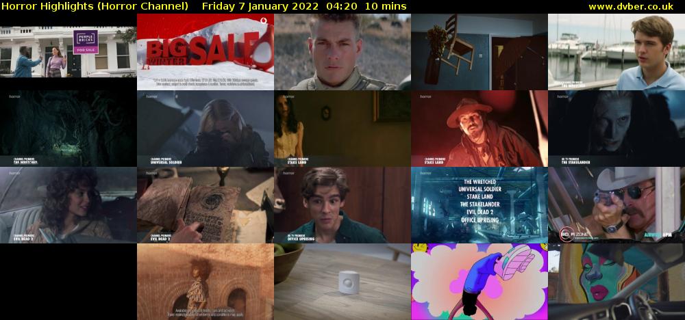 Horror Highlights (Horror Channel) Friday 7 January 2022 04:20 - 04:30