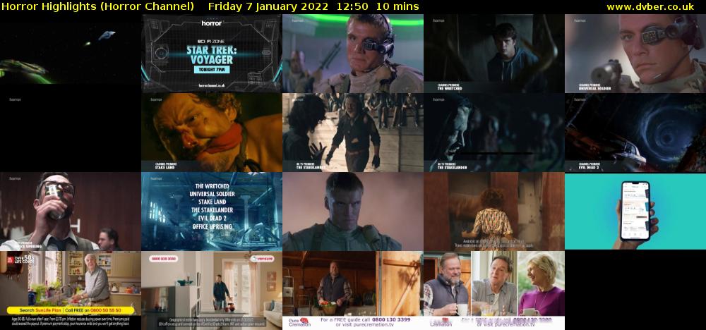 Horror Highlights (Horror Channel) Friday 7 January 2022 12:50 - 13:00