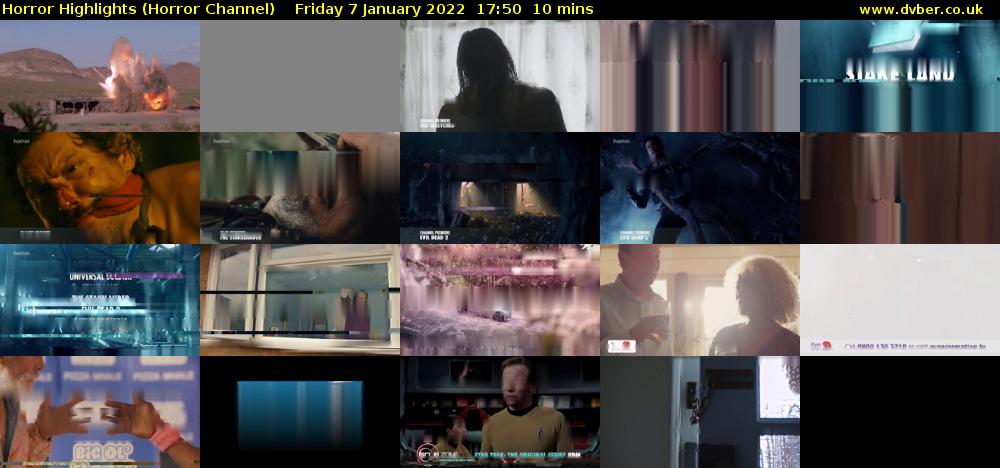 Horror Highlights (Horror Channel) Friday 7 January 2022 17:50 - 18:00