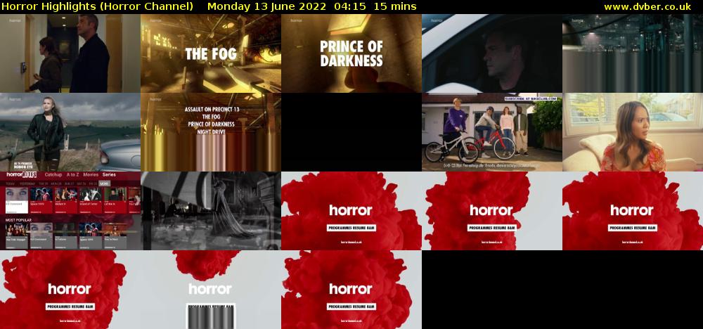 Horror Highlights (Horror Channel) Monday 13 June 2022 04:15 - 04:30