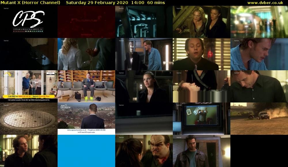 Mutant X (Horror Channel) Saturday 29 February 2020 14:00 - 15:00