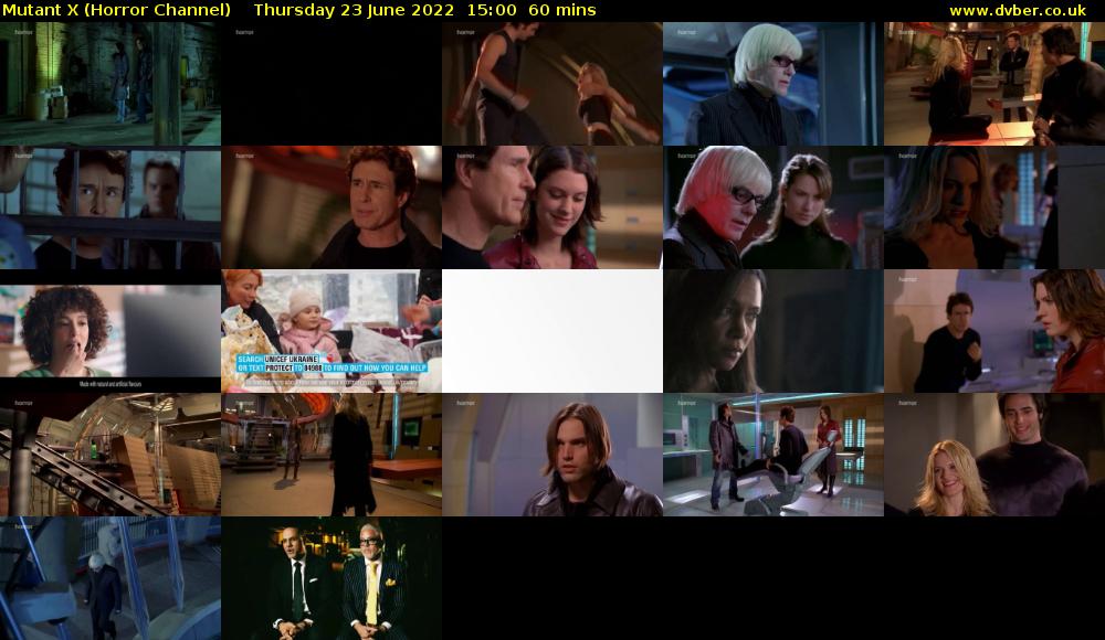 Mutant X (Horror Channel) Thursday 23 June 2022 15:00 - 16:00
