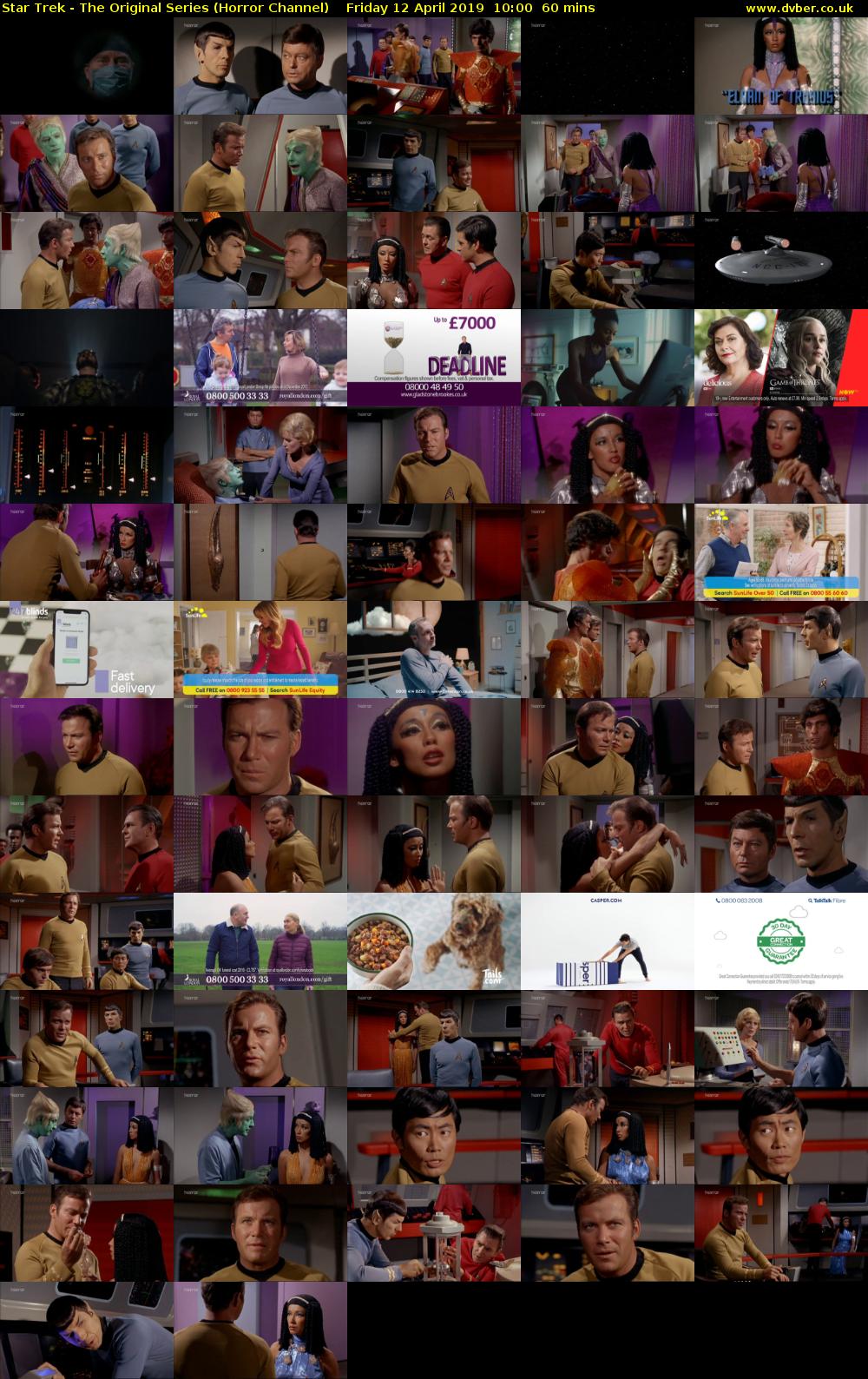 Star Trek - The Original Series (Horror Channel) Friday 12 April 2019 10:00 - 11:00