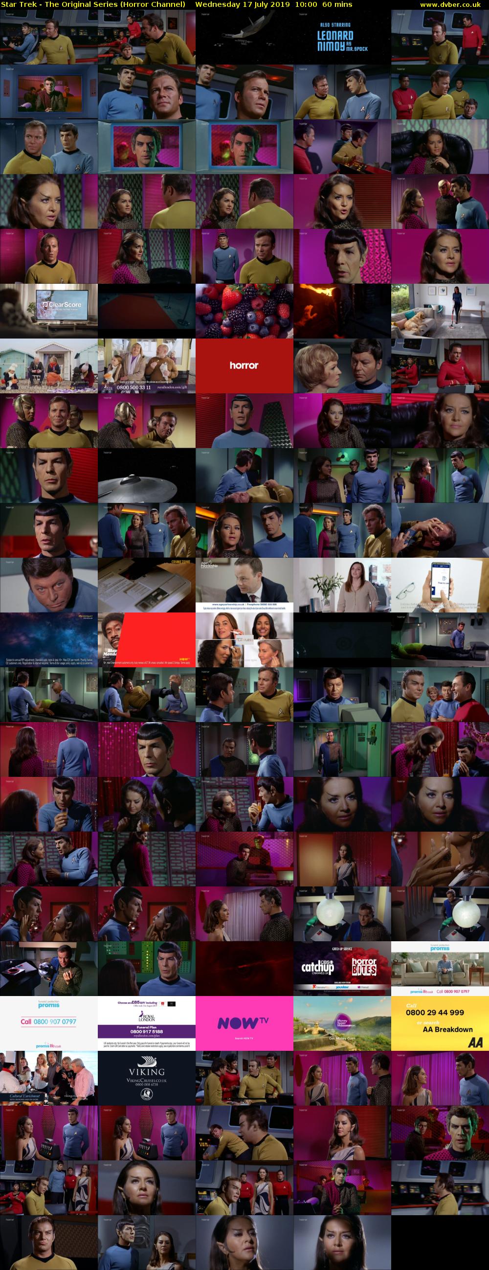 Star Trek - The Original Series (Horror Channel) Wednesday 17 July 2019 10:00 - 11:00