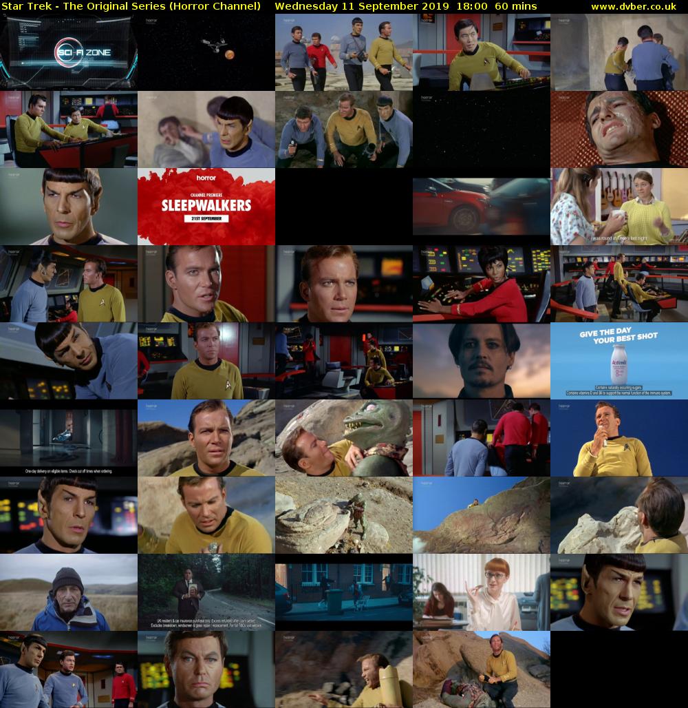 Star Trek - The Original Series (Horror Channel) Wednesday 11 September 2019 18:00 - 19:00