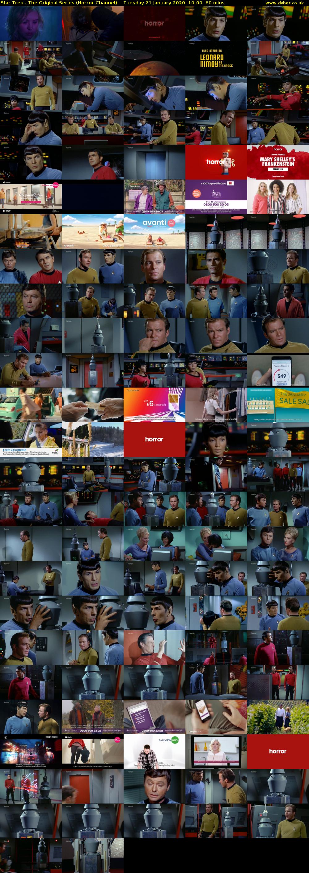 Star Trek - The Original Series (Horror Channel) Tuesday 21 January 2020 10:00 - 11:00