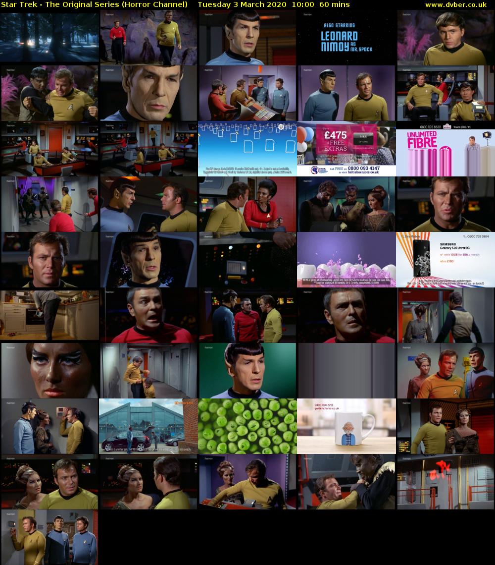 Star Trek - The Original Series (Horror Channel) Tuesday 3 March 2020 10:00 - 11:00