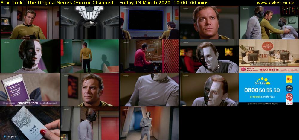 Star Trek - The Original Series (Horror Channel) Friday 13 March 2020 10:00 - 11:00